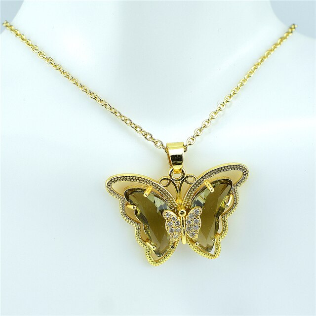 Crystal Glass Butterfly Necklace