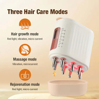 Microcurrent Head Scalp Massager 625Nm LED Light Therapy Vibration Massage Comb Medicine Liquid Oil Applicator Hair Growth Comb