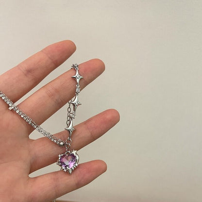 Crystal Heart Cross Star Necklace