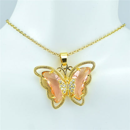 Crystal Glass Butterfly Necklace