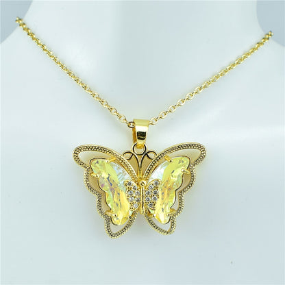 Crystal Glass Butterfly Necklace