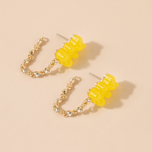 Cute Acrylic Gummy Bear Dangle Earrings