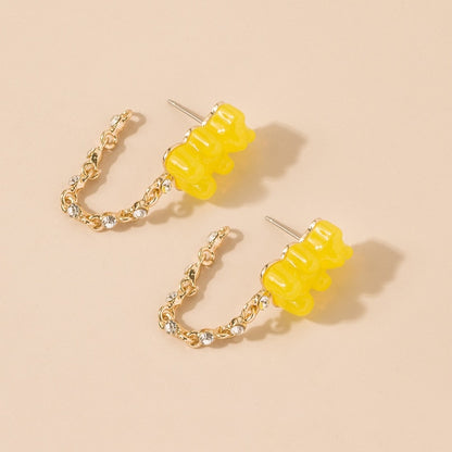 Cute Acrylic Gummy Bear Dangle Earrings