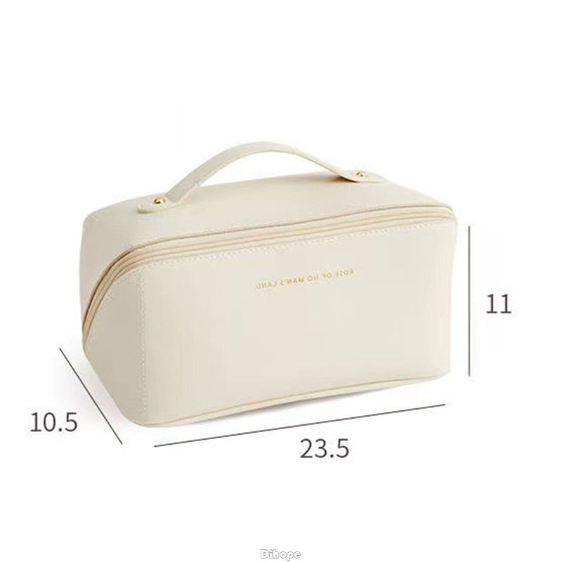 Large-Capacity Leather Cosmetic Bag