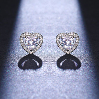 Classic Shining Silver CZ Stud Earrings